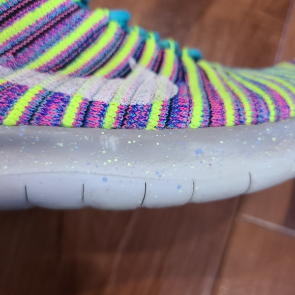 NIKE FreeRn Motion 2016 FLYKNIT Neon Rainbow Slip On Lace Up Womens Shoes Size 6 - Picture 6 of 15